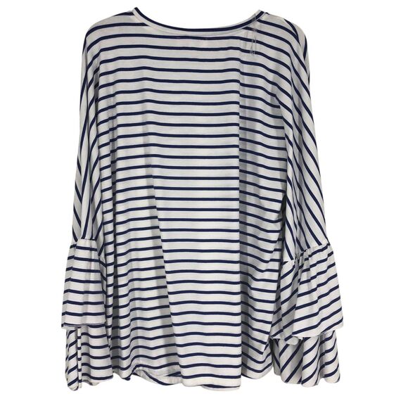 NWT Umgee Navy & White Striped Nautical Tunic w/Layered Peplum Sleeves SZ 1X - Picture 6 of 8